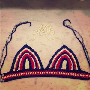 Crochet Bikini Top - Red, White and Blue